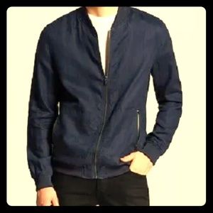 Mossimo Men's Linen Bomber Jacket - Navy medium